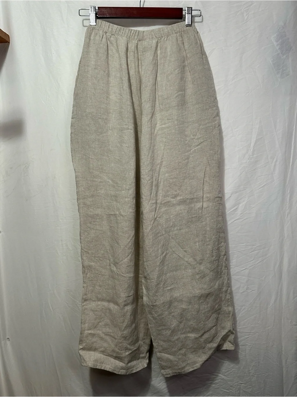 Flax Men's Casual Linen-Blend Chinos in Light Beige